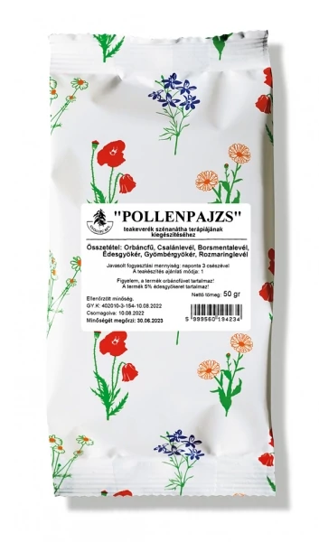 Szálas keverék gyógytea -POLLENPAJZS (szénanátha terápia kiegészítéséhez) 50 gr