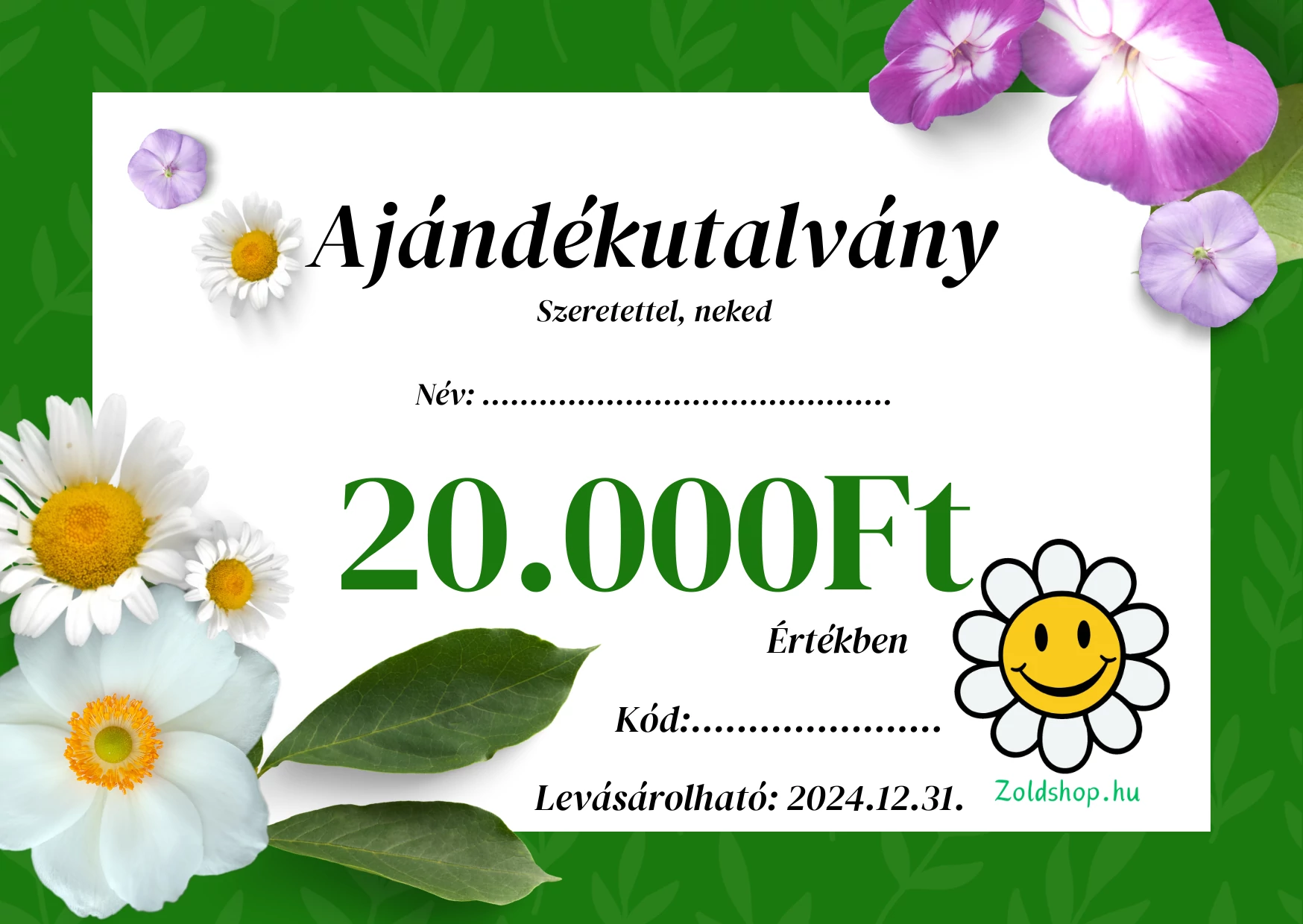 Ajándékutalvány 20.000,- Ft értékben